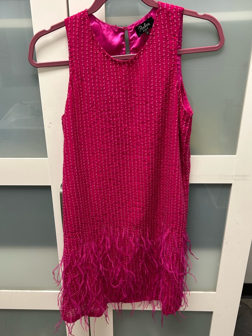Parker Black sequin feather dress